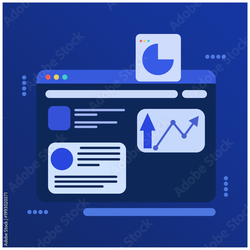 Modern Web Analytics Dashboard UI Illustration with Growth Charts