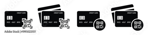 Credit card qr code scan icon. Payment card icon vector illustration