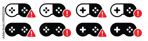 Joystick warning icon. Game console error set icon, vector illustration