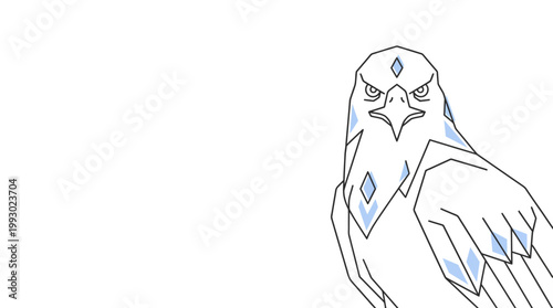 Stylized white eagle with blue diamond markings, a fierce bird of prey illustration.