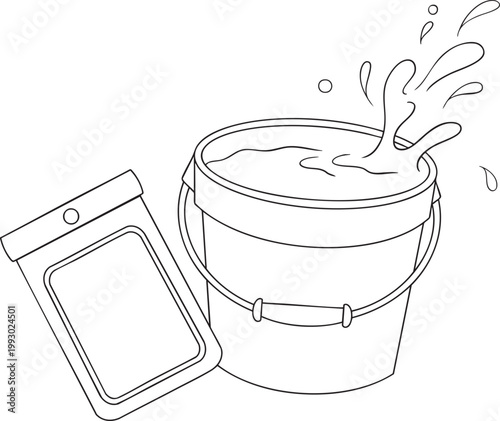 Illustration of Bucket Splashing Water