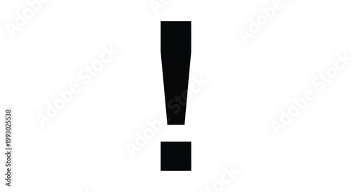 A stark black exclamation point dominates a plain white background representing urgency or emphasis high quality professional detailed