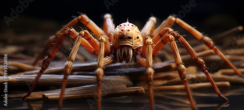 spider shaped matchstick carving,generative AI