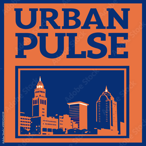 Urban pulse cityscape graphic design with cityscape illustration buildings architecture template background metropolis urbanism abstract creative contemporary communication publication