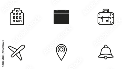 Travel and Vacation Icons: A collection of meticulously crafted icons perfectly designed to enhance and beautify your travel-related projects, offering a clean, modern aesthetic with universal appeal.