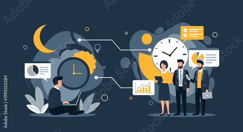 Business team planning and working together on projects.