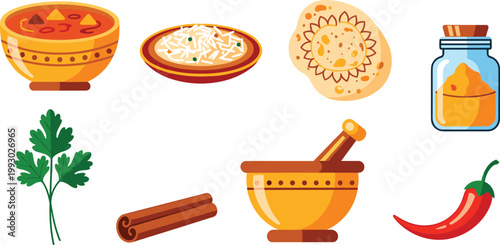 Traditional Chinese Dim Sum Vector Icon Set Featuring Bamboo Steamers, Dumplings, Xiaolongbao, Shumai, Spring Rolls, Sesame Balls, and Chili Oil for Restaurant Menus