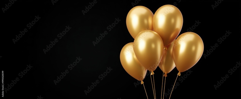 Fototapeta premium Gold balloons for celebratory bash against a stylish black background