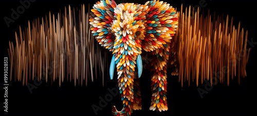 mammoth shaped matchstick carving,generative AI