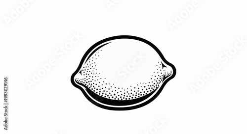 Stylized black and white illustration of a single, smooth lemon