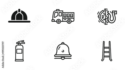 Essential Firefighting Elements: A graphic representation of vital firefighting tools, symbolizing readiness and resilience in times of crisis.