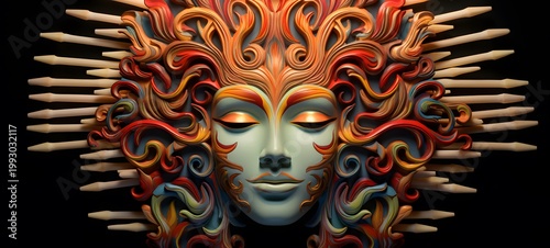 Medusa ifrit shaped matchstick carving,generative AI