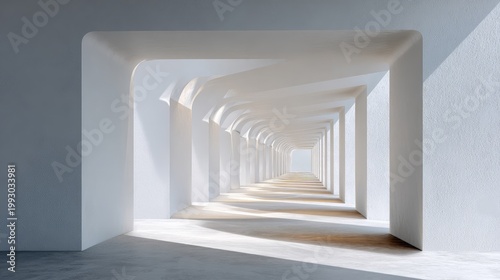 Bright Minimalist Interior Space with Architectural Arches and Natural Light Creating a Serene Atmosphere for Contemporary Design Aesthetics