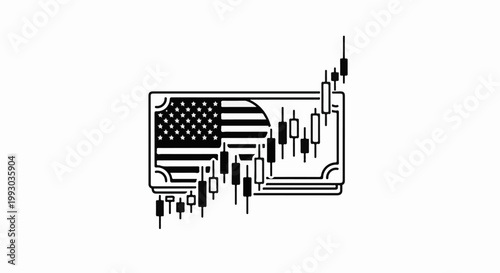 Graphic of a dollar bill superimposed with a stock market candlestick chart