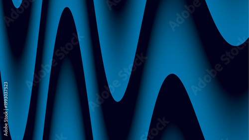 Abstract blue and black flowing wave pattern, gradient vector background with dynamic motion and modern minimalist design