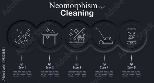 Cleaning set icon. Broom sweeping, polished table surface, bucket mop supplies, floor polishing machine, smartphone cleaning service order, housekeeping maintenance, domestic hygiene