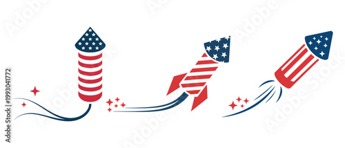 Patriotic fireworks illustration with stars, vactor illustration