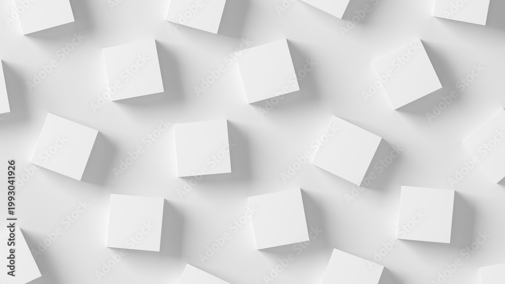 Fototapeta premium Cubes isolated on light gray background. Top view. 3d illustration.