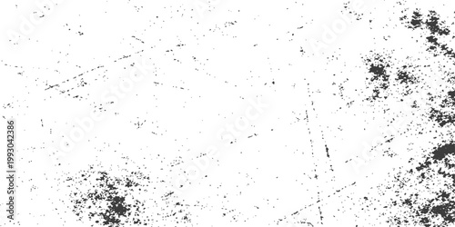Abstract white grunge texture background with black splatter stains and distressed rough surface design