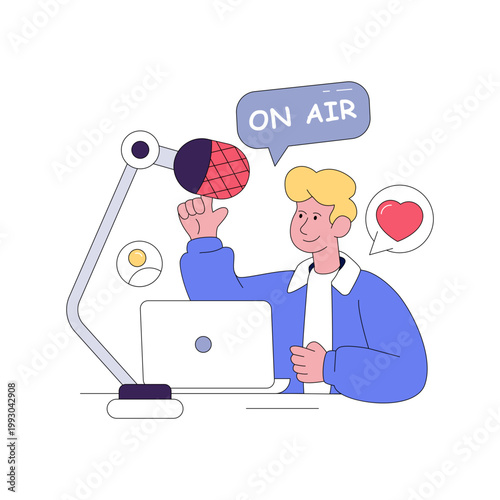 An eye catching design illustration of doing podcast 