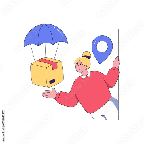 An illustration design of parachute delivery