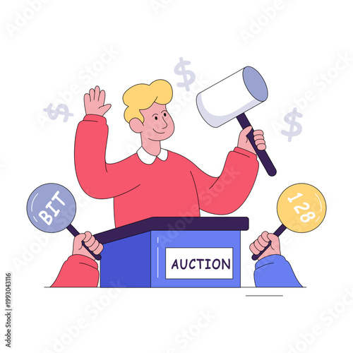 A unique design illustration of auction 