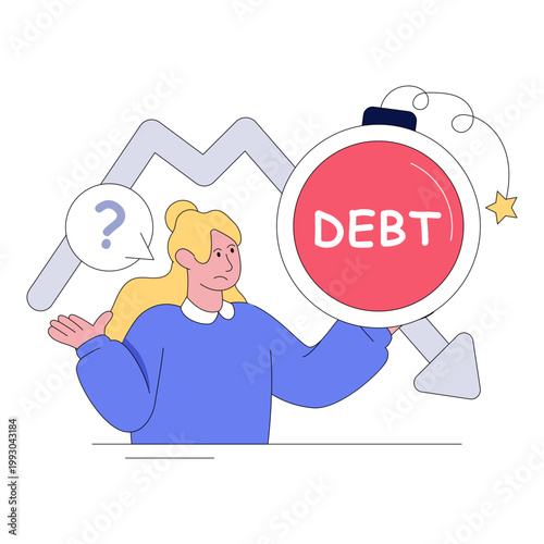 A flat design illustration of debt 