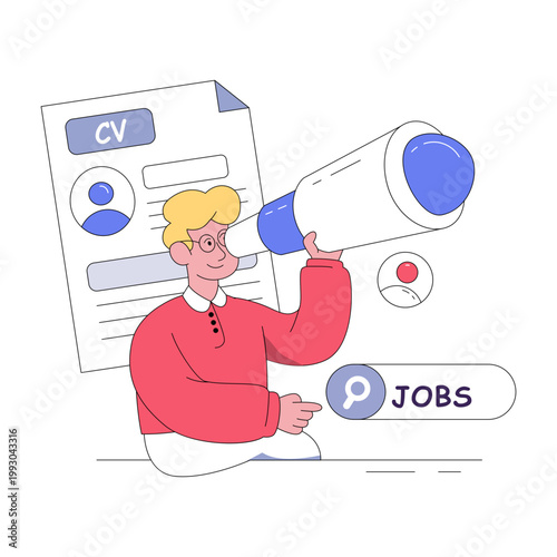 Conception flat design illustration of looking for job