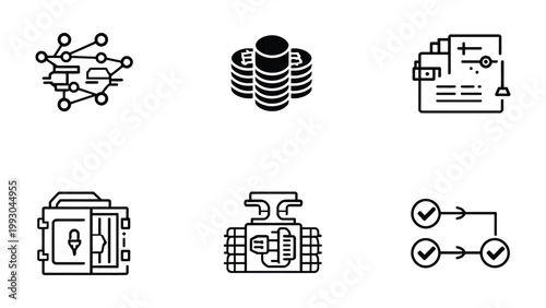 Digital Icons for Future Advancement: A collection of modern icons, symbolizing the evolving landscape of technology, innovation, and digital finance.