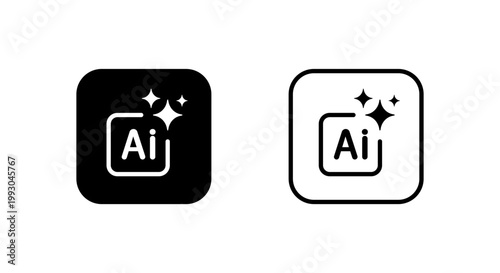 Artificial intelligence icon in black square. AI generate technology symbol