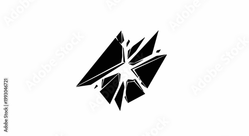 Abstract black sharp geometric fragments on a white background