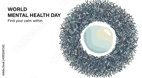 World Mental Health Day, calm within, mental wellness, people illustration, awareness vector