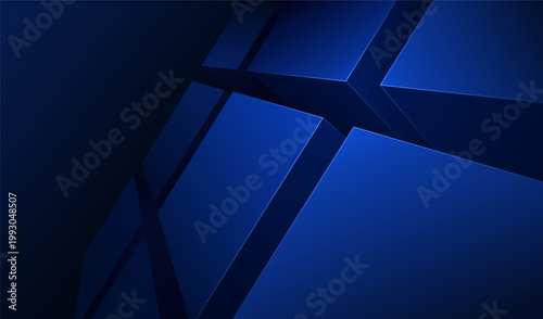 Blue 3d vector with cube technology abstract for background blockchain data. Network ai digital with block futuristic geometric for concept icon isometric. Science tech blue with business cube.