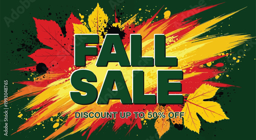Fall sale banner, autumn discount sign, seasonal offer vector