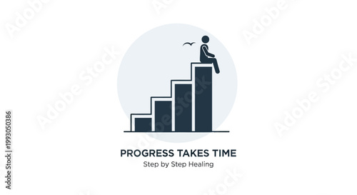 Motivational progress concept, business growth chart, step by step success, achievement icon