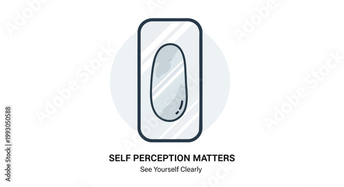 Mental Health, Self Care, Vector Illustration, Positive Mindset, Mirror Reflection