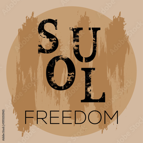 geometric brush round pattern soul freedom slogan design art print 