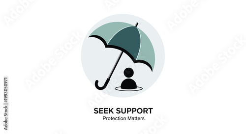 Support, protection, and care icons, seek help symbol, umbrella shield logo, mental health concept