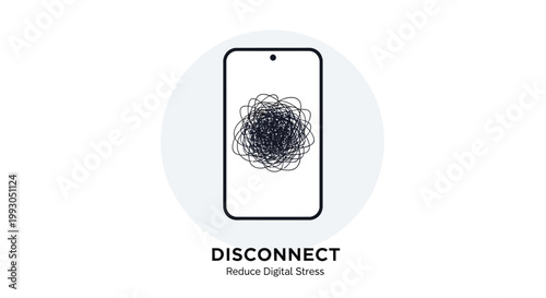 Disconnect, digital detox, phone icon, minimalistic design, vector graphics
