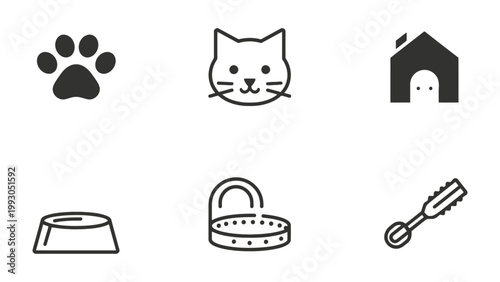 Cat Care Icons: A collection of simple, yet elegant icons that represent essential elements of cat care, offering a glimpse into the world of feline companionship.