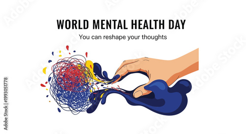 Mental Health Awareness, Brain Care, World Mental Health Day, Thought Reshape Concept