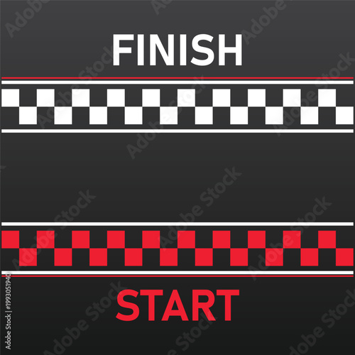 Start and Finish Line Race Track Vector Illustration