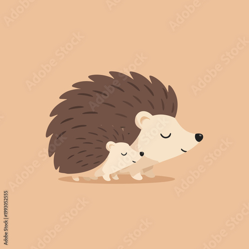 FLAT ILLUSTRATION OF AN ANIMAL AND ITS CHILDREN WHO ARE IN A MUTUALLY PROTECTIVE RELATIONSHIP WITH ONE ANOTHER