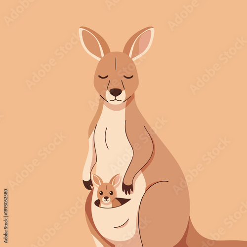 FLAT ILLUSTRATION OF AN ANIMAL AND ITS CHILDREN WHO ARE IN A MUTUALLY PROTECTIVE RELATIONSHIP WITH ONE ANOTHER