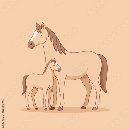 FLAT ILLUSTRATION OF AN ANIMAL AND ITS CHILDREN WHO ARE IN A MUTUALLY PROTECTIVE RELATIONSHIP WITH ONE ANOTHER