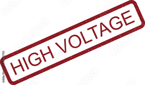 High Voltage Red Grungy Rubber Stamp Vector Illustration