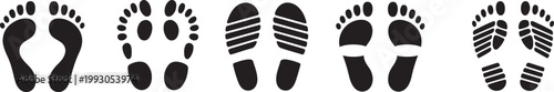 Human Footprint & Shoeprint Icons. Baby footprint - stock vector.