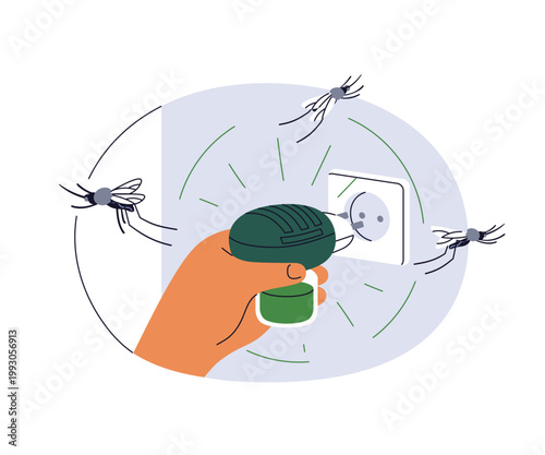 Electric mosquito repellent. Plug-in device in socket for insect protection, ...
