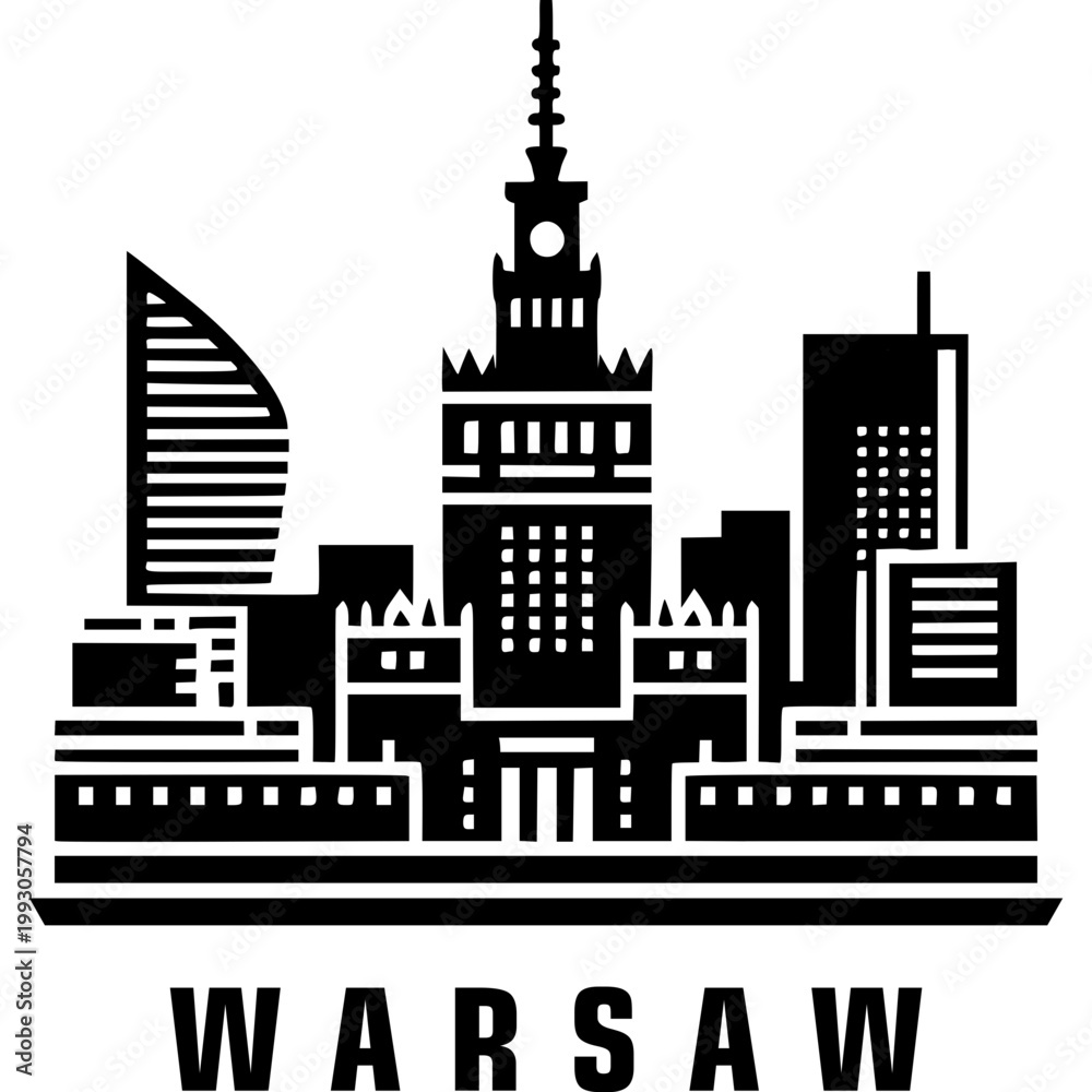 Fototapeta premium Warsaw Skyline Icon Vector