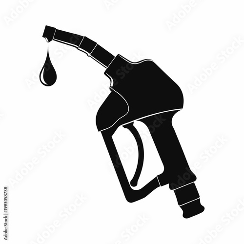 Gas pump nozzle, fuel nozzle icon, petrol pump handle, black vector